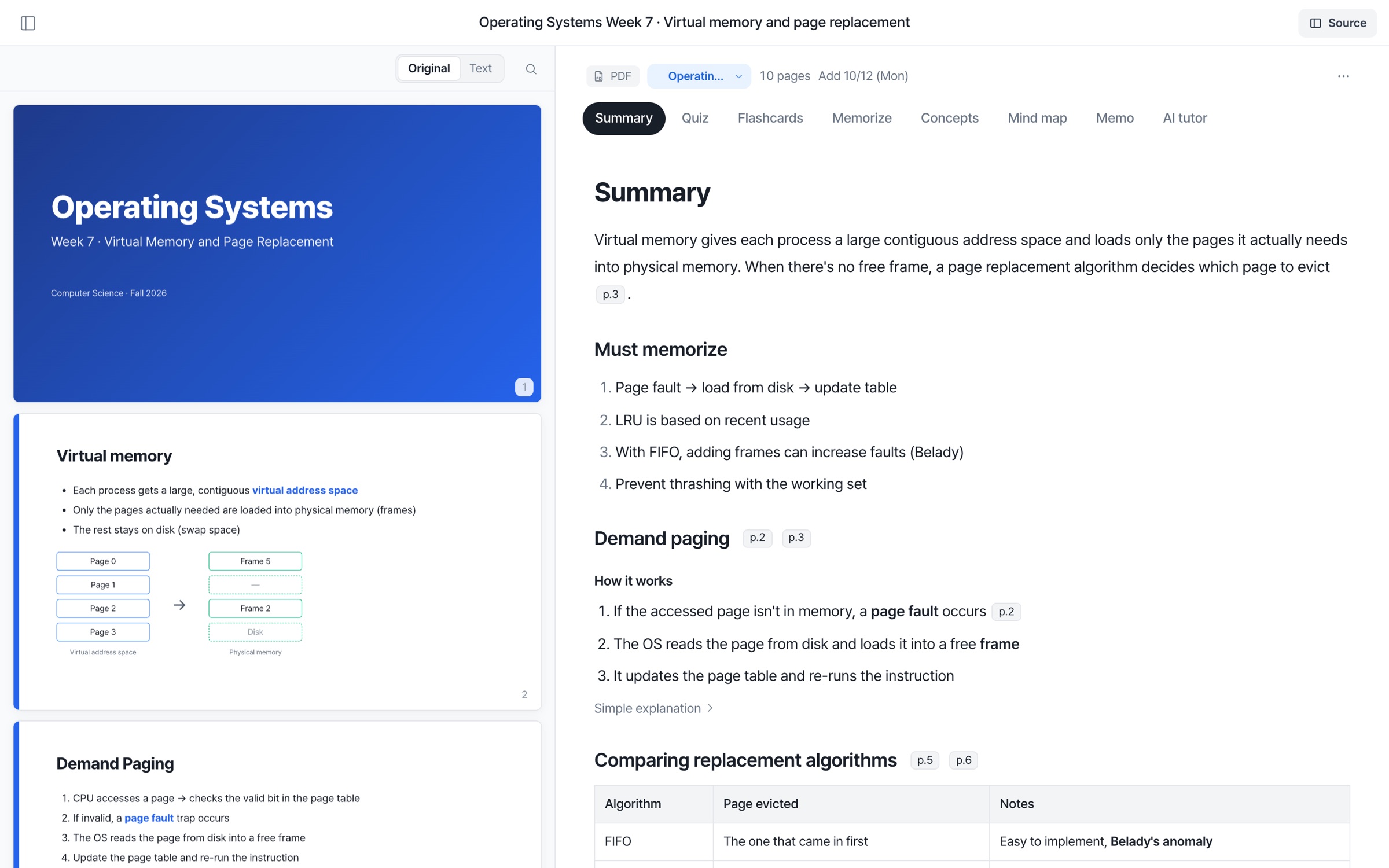 AI summary screen