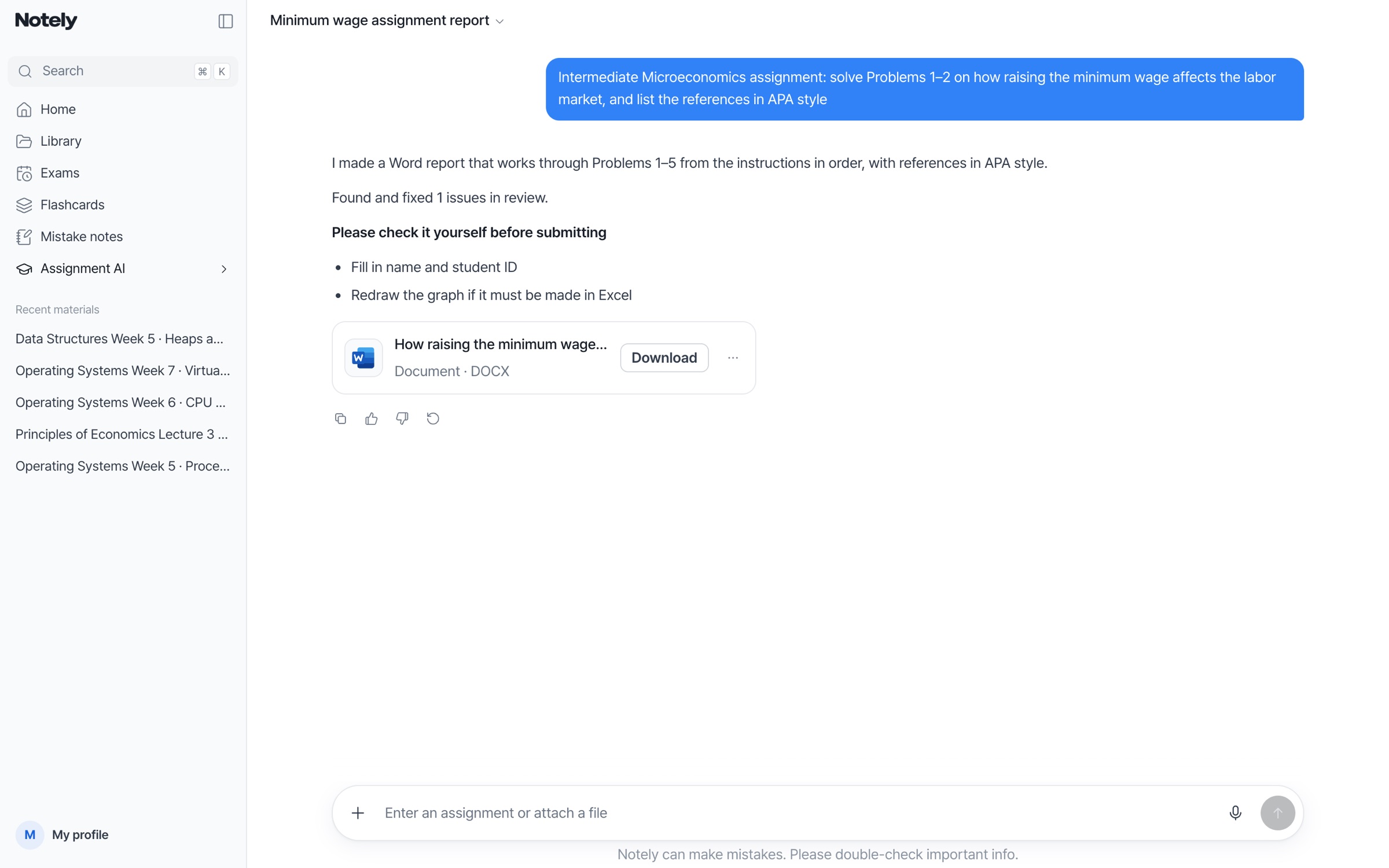 Assignment AI screen